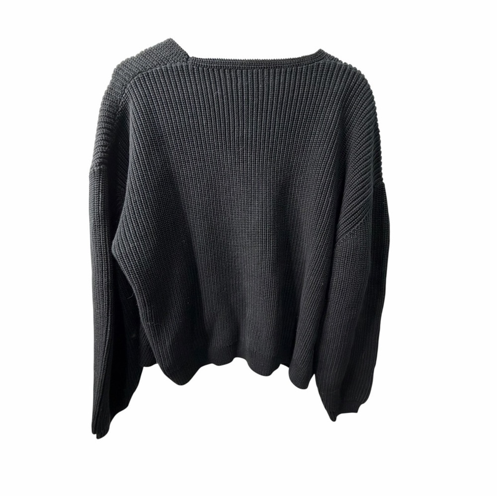 Quince Organic Cotton Fisherman V neck Sweater Black V-Neck Women's XL - Picture 3 of 7